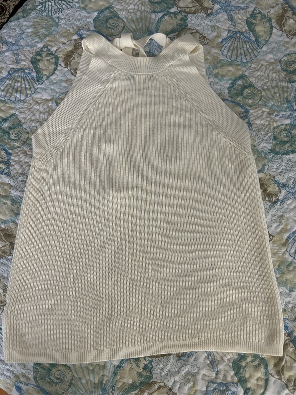 Ann Taylor Cream Knit Halter Tank Top